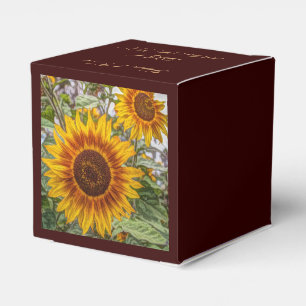 western country yellow sunflower wedding favour box
