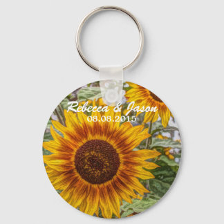 western country yellow sunflower wedding key ring