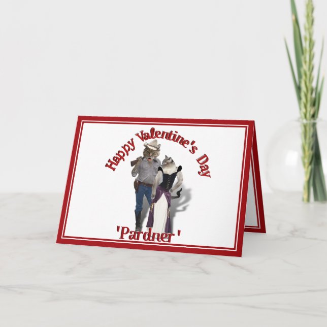 Western Couple Cowboy Cat Holiday Card (Front)