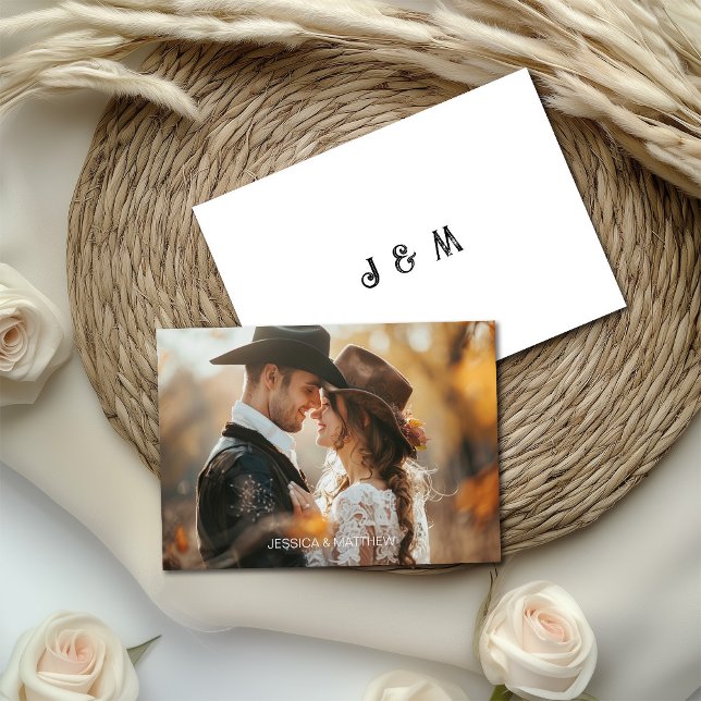 Western Couple Photo Folded Thank You Card (Creator Uploaded)