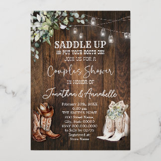 Western Couples Shower Invitation, Rustic Cowboy 