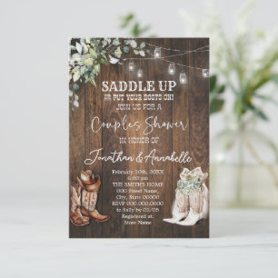 Western Couples Shower Invitation, Rustic Cowboy RSVP Card