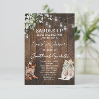 Western Couples Shower Invitation, Rustic Cowboy  RSVP Card