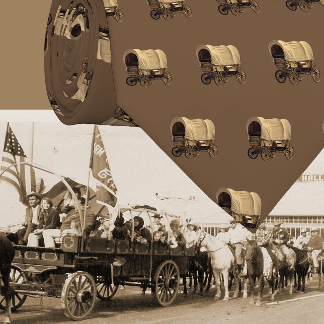 Western Covered Wagon Cowboy Trail Ride Tie (Western necktie with a covered wagon)