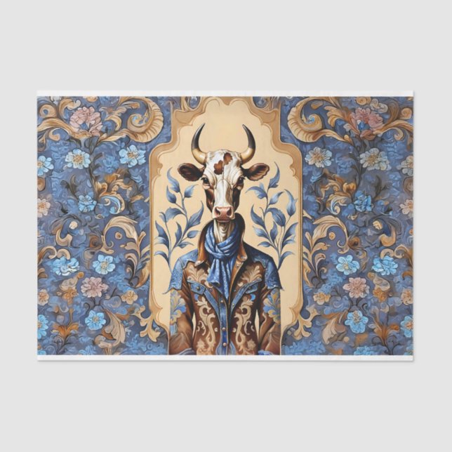 Western Cow Art Decoupage Craft  Tissue Paper (Front)