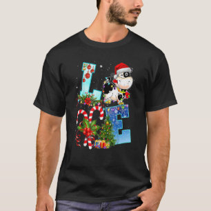 Western Cow Santa hat Love Christmas Farmer Farmin T-Shirt