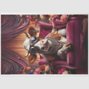 Western Cow Sitting Pink Chair Decoupage Tissue Paper