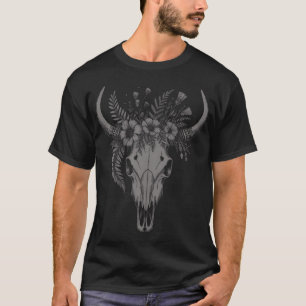 Western Cow Skull Vintage Boho Bull Skull Western T-Shirt