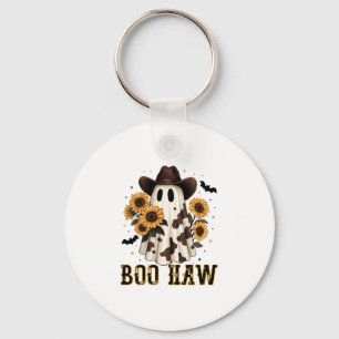 Western Cow Spot Spooky Ghost Boo Haw Key Ring