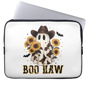 Western Cow Spot Spooky Ghost Boo Haw Laptop Sleeve