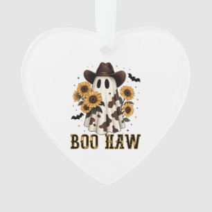 Western Cow Spot Spooky Ghost Boo Haw Ornament