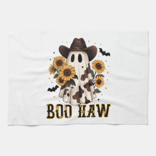 Western Cow Spot Spooky Ghost Boo Haw Tea Towel