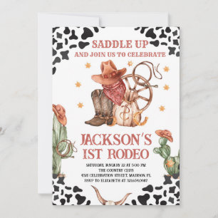 Western Cowboy 1st Rodeo Birthday Party Invitation
