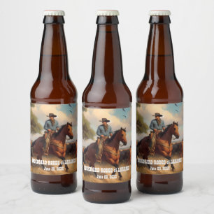 Western Cowboy and Bay Horse Beer Bottle Label