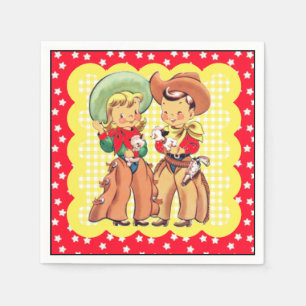 Western Cowboy And Cowgirl Kids Party Napkin