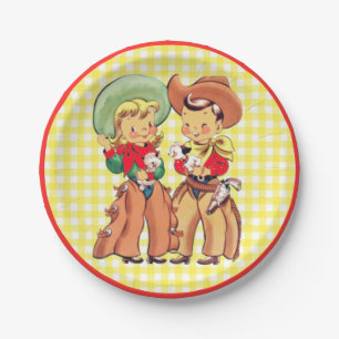 Western Cowboy And Cowgirl Kids PArty Paper Plate