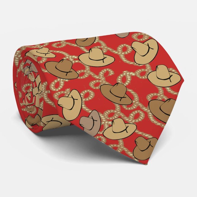 Western Cowboy and Lassos Necktie (Rolled)