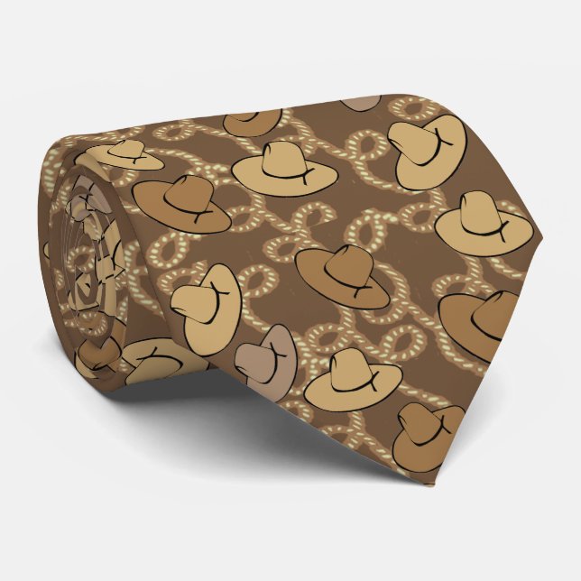 Western Cowboy and Lassos Necktie (Rolled)