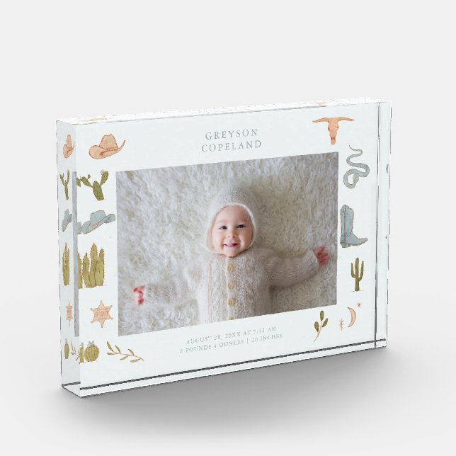 Western Cowboy Baby Horizontal Photo Keepsake  (Left)