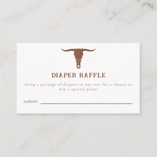 Western Cowboy Baby Shower Diaper Raffle Ticket Enclosure Card (Front)