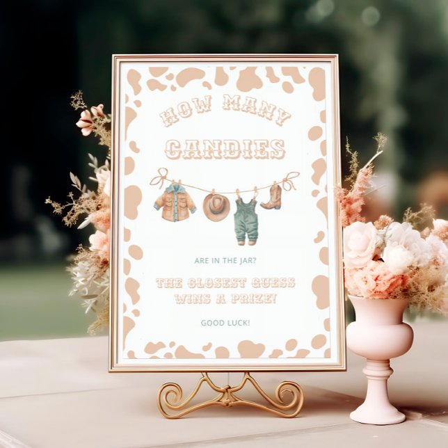 Western Cowboy Baby Shower How Many Candies Game Poster (Creator Uploaded)