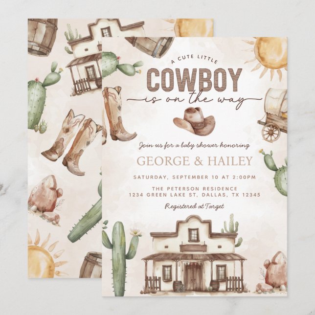 Western Cowboy Baby Shower Invitation (Front/Back)