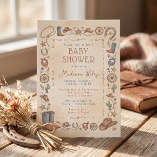 Western Cowboy Baby Shower Invitation