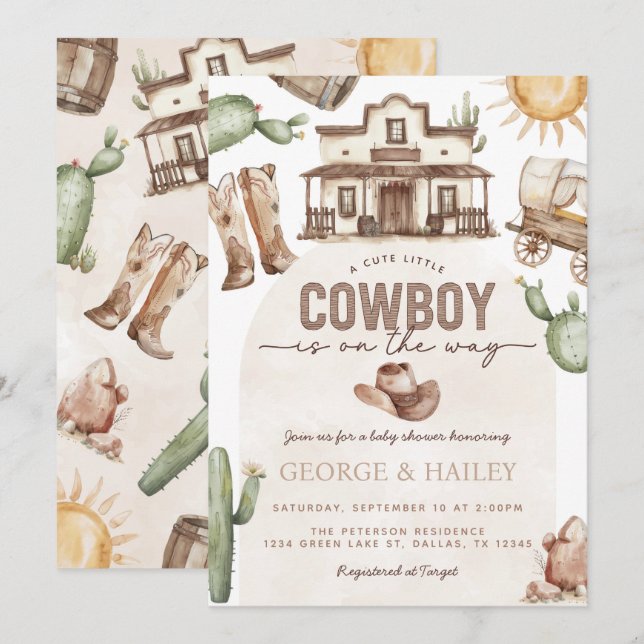 Western Cowboy Baby Shower Invitation (Front/Back)