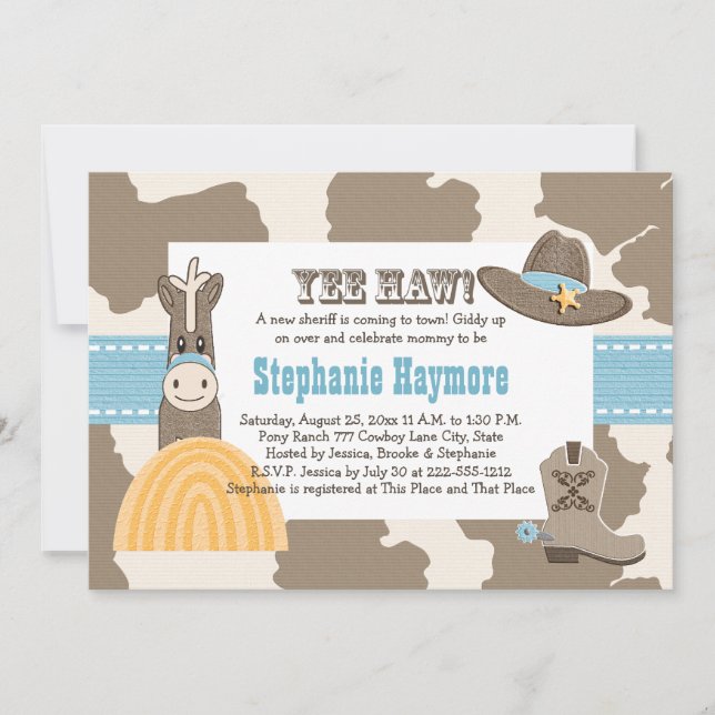 Western Cowboy Baby Shower Invitations (Front)