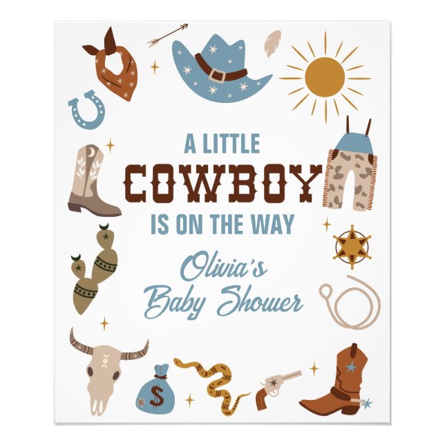 Western Cowboy Baby Shower Sign (Front)