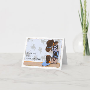 Western Cowboy Baby Shower Thank You Card