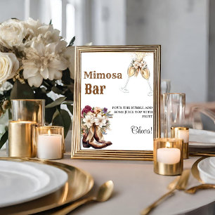 Western Cowboy Bachelorette Mimosa Bar Table Sign