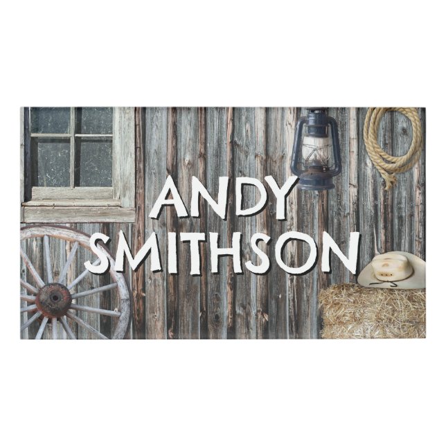 Western Cowboy Barn Name Tag (Front)