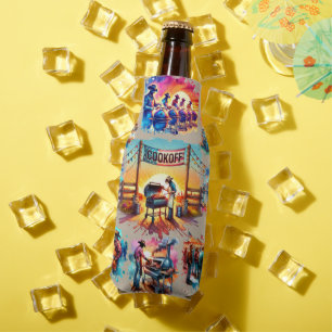 Western Cowboy BBQ Cookoff Scenes 1 Custom Bottle Cooler