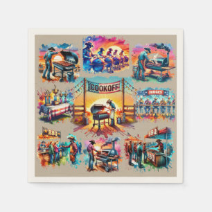 Western Cowboy BBQ Cookoff Scenes 1  Napkin