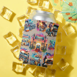 Western Cowboy BBQ Cookoff Scenes 2 Custom Can Cooler
