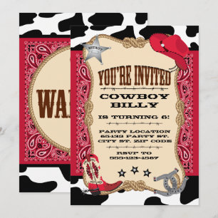 Western, Cowboy Birthday, 5x7 Invitation