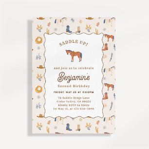 Western Cowboy Birthday Invitation Saddle Birthday