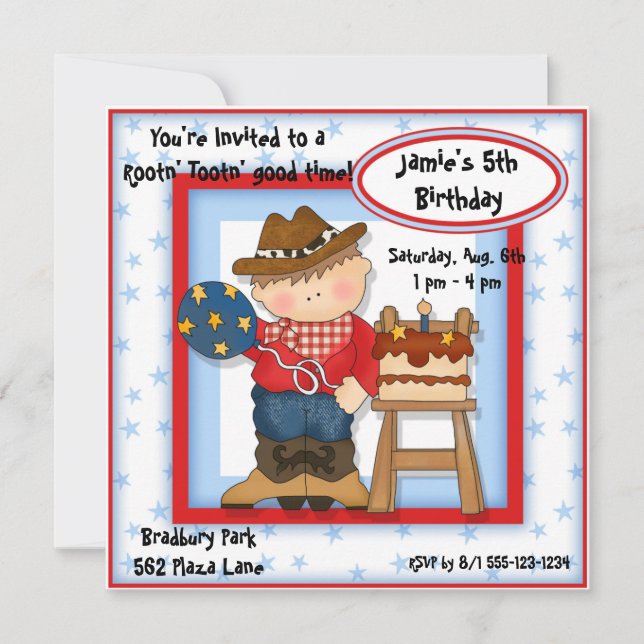 Western Cowboy Birthday Invitations Announcements (Front)