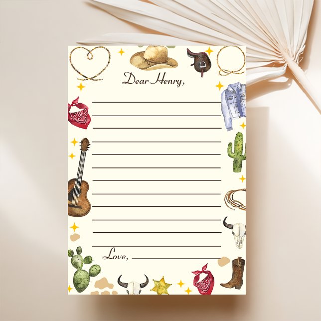 Western Cowboy Birthday Party Flat Thank You Card (Creator Uploaded)