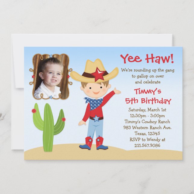 Western Cowboy Birthday Party Invitation (Front)