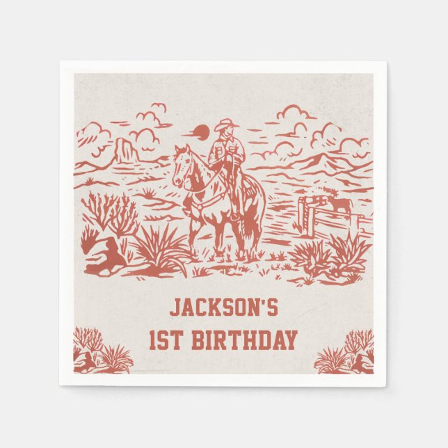 Western Cowboy Birthday Party  Napkins (Front)