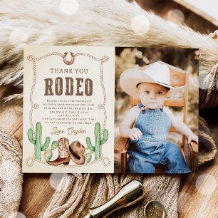 Western Cowboy Birthday Party Photo Thank You Card