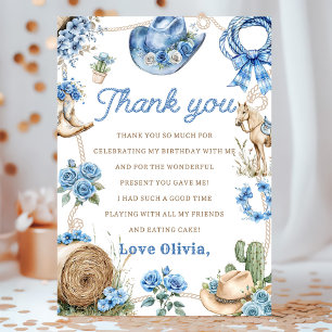 Western Cowboy Birthday Party Thank You Card