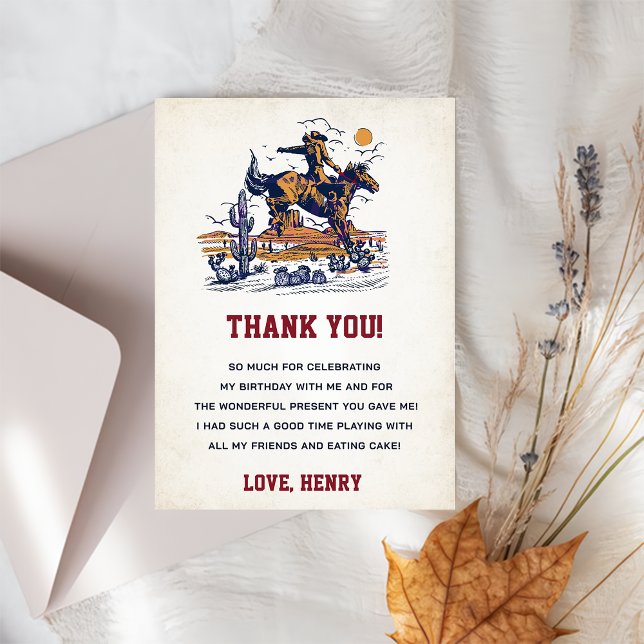 Western Cowboy Birthday Party Thank You Card (Creator Uploaded)