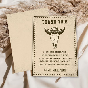 Western Cowboy Birthday Party Thank You Card