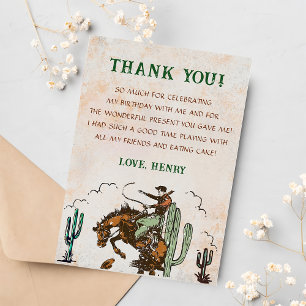 Western Cowboy Birthday Party Thank You Card