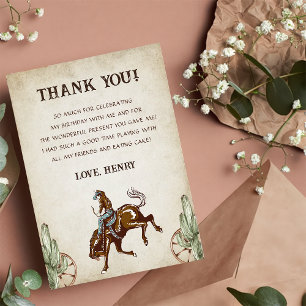 Western Cowboy Birthday Party Thank You Card