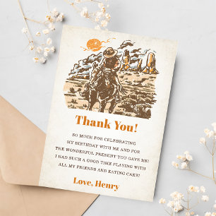 Western Cowboy Birthday Party Thank You Card