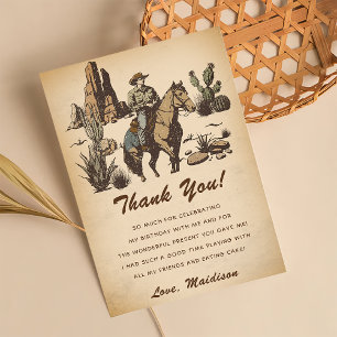 Western Cowboy Birthday Party Thank You Card